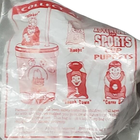1997 Arbys Adventures in Sports Cup Puppets Kicker New in Package - Picture 1 of 2